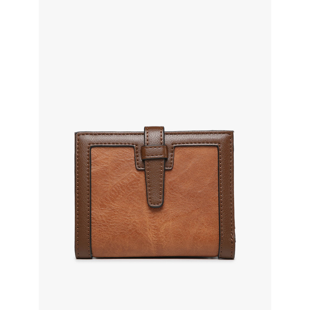 Canvas Wallet w/ Slip Closure-Brown with Dark Brown Trim